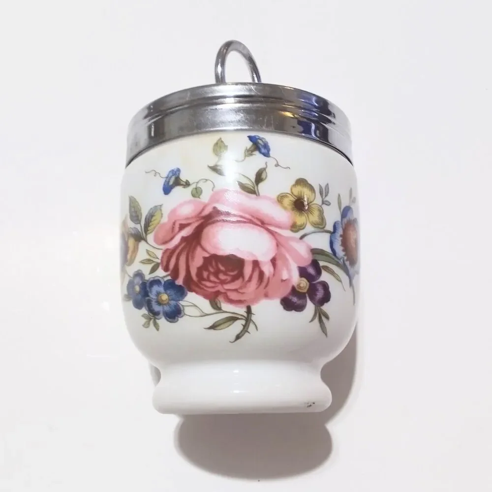 Vintage Royal Worcester Floral Porcelain Egg Coddler England 3.25